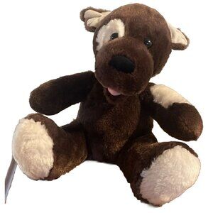 Build A Bear Workshop Plush Lil Fudge Puppy Dog Brown White Eye Patch 11” Plush.